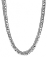 Go to great lengths. This long, luxurious style by Alfani combines an intricate mix of delicate chains and a sparkling crystal cup chain. Set in silver tone mixed metal. Approximate length: 38 inches.