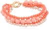 Four-Row Swarovski Coral-Coated Pearl and Pink Freshwater Pearl Bracelet with Gold-Tone Clasp, 7.5